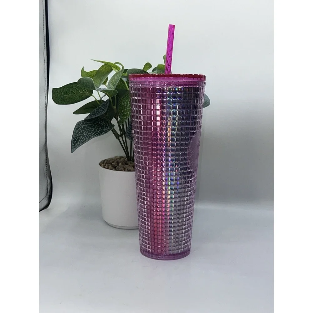 NEW! Starbucks 2020‎ Limited Edition VENTI 24oz Dark Pink Disco Tumbler W/Straw
